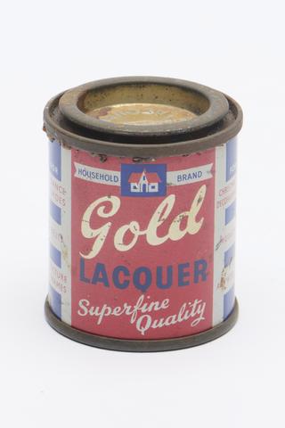 Tin of Household Brand gold lacquer, 1950s.