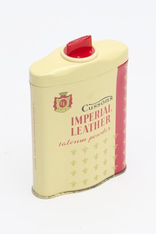 Tin of Cusson's Imperial Leather talcum powder. Made in England by Cusson's