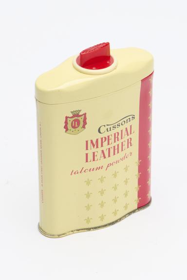 Tin of Cusson's Imperial Leather talcum powder. Made in England by Cusson's