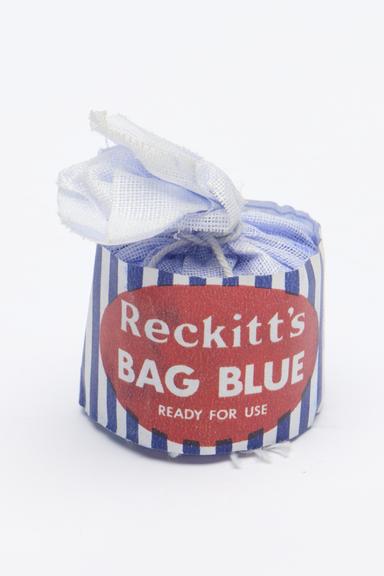 One of two specimens of Reckitt's Bag Blue laundry whitener, 1950-1960
