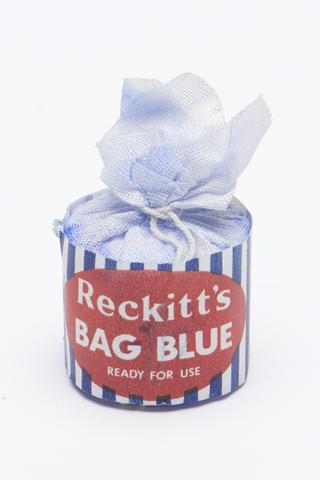 One of two specimens of Reckitt's Bag Blue laundry whitener, 1950-1960