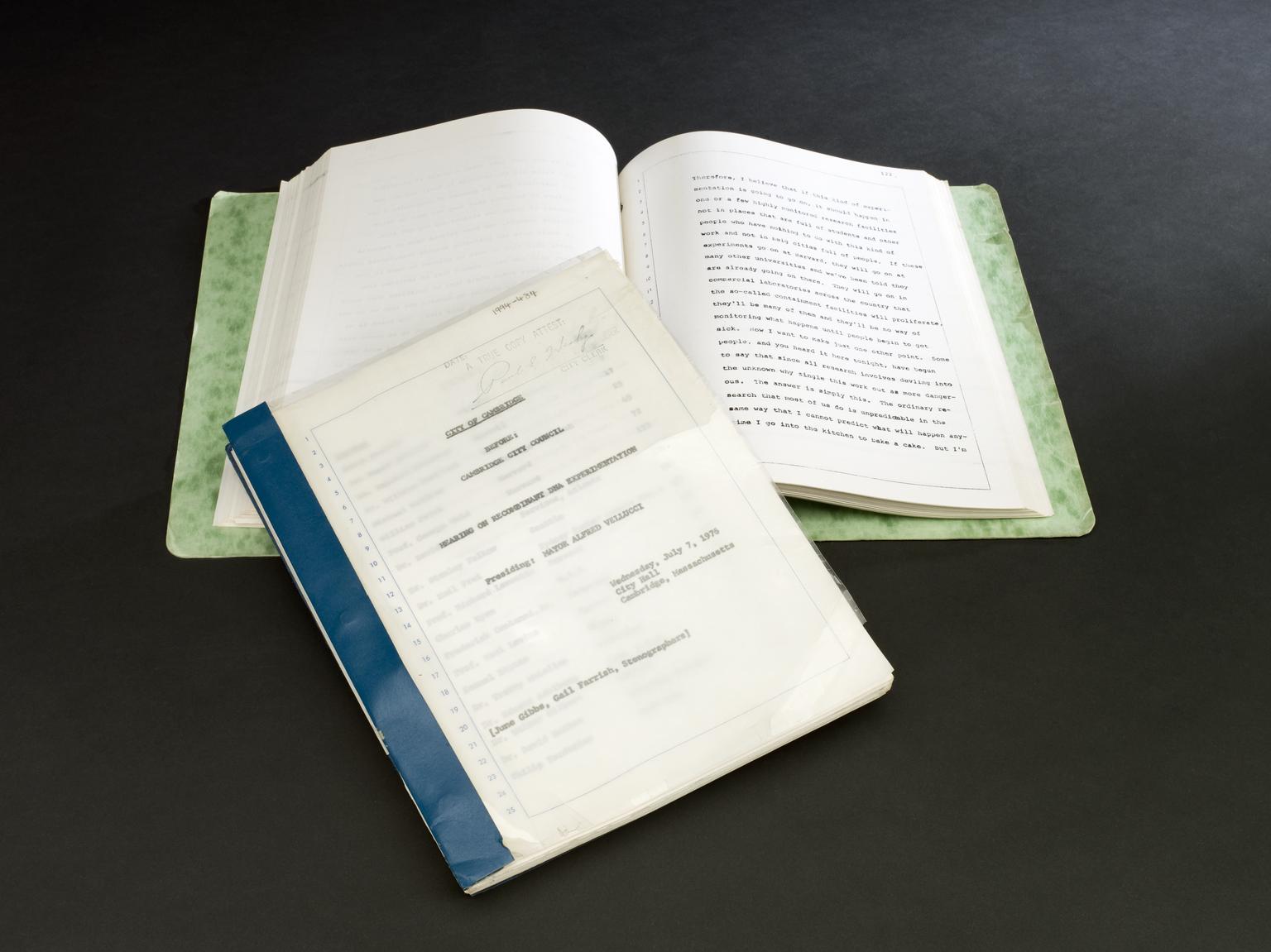 Books And Transcripts Two volumes of transcripts from a hearing on the uses of genetic ...