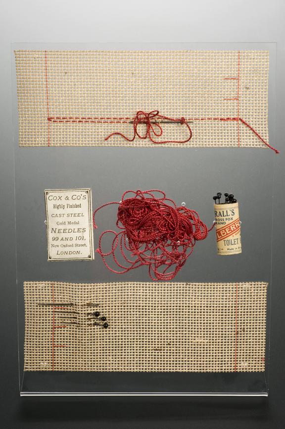 A dressmaker's test comprised of needles, bodkins