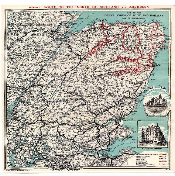 Map, Royal Route to the North of Scotland via Aberdeen