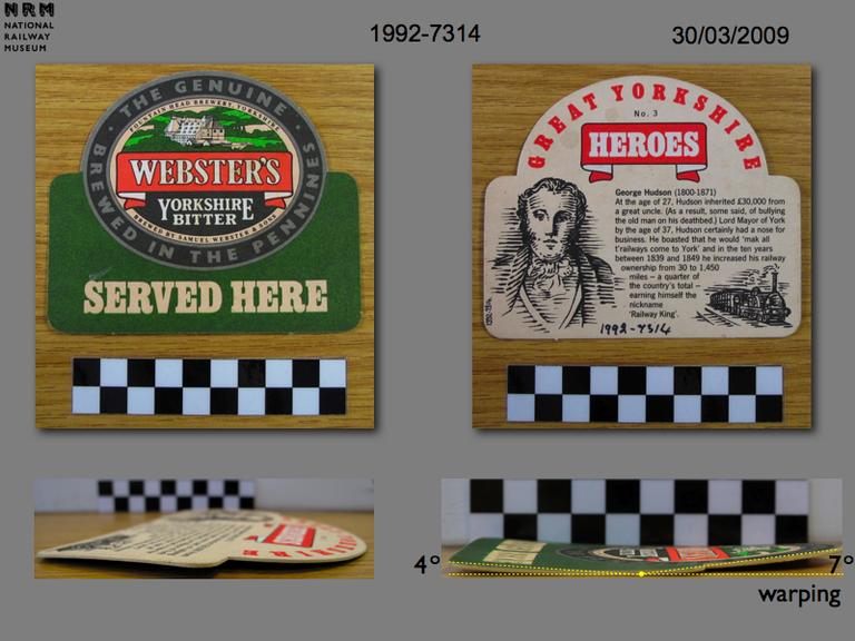 Webster's beer mat featuring George Hudson