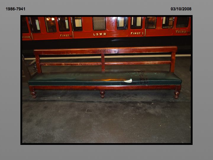 Wooden station seat, Midland & North Eastern Joint Railway