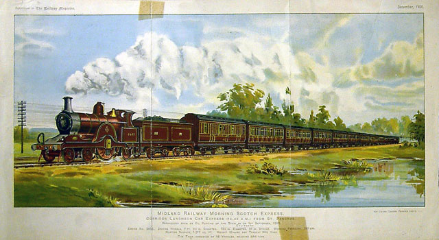 Midland Railway Morning Scotch Express. Corridor Luncheon Car Express (10.40am) from St. Pancras. Locomotive no. 2603 (print)