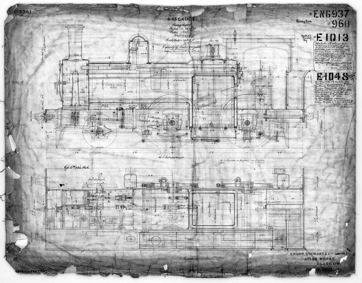 Drawing of Barry Dock Railway Neath & Breacon Railway Metropolitan Railway 4'8 1/2" Gauge Locomotive