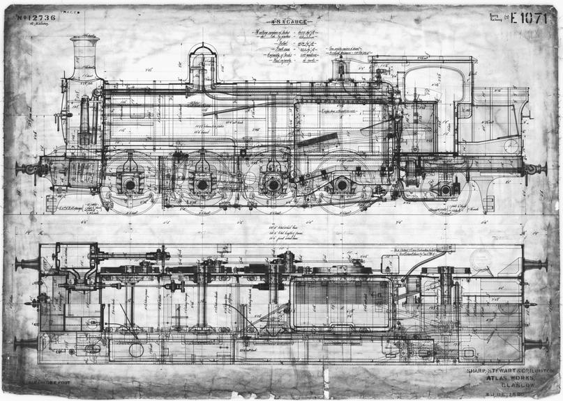 Drawing of Barry Railway Class H 0-8-2T Nos 79-85 4'8 1/2" Gauge Locomotive