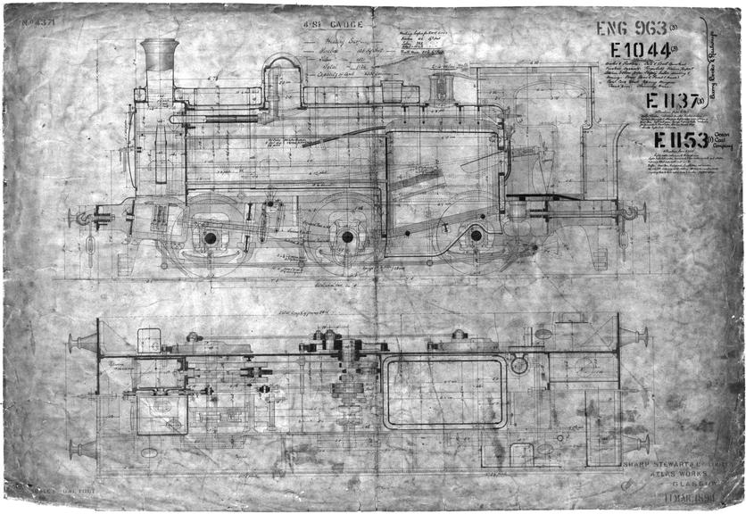 Drawing of Barry Dock Railway Ocean Coal Company Class F 0-6-0ST Nos 47-49; 70-72; 99-1043752 4'8 1/2" Gauge Locomotive