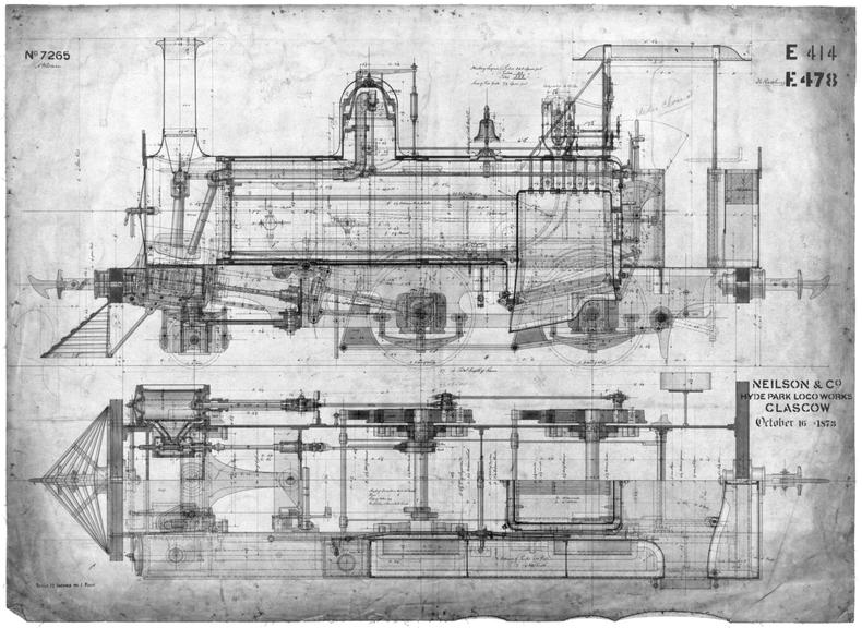 Drawing of 2-4-0 3'6" Gauge Locomotive General Arrangement