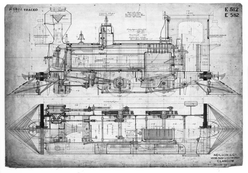 Drawing of 2-4-0T 3'6" Gauge Locomotive