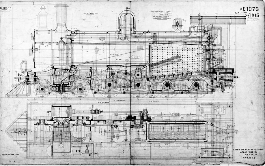 Drawing of Cape Government Railway 3'6" Gauge Locomotive