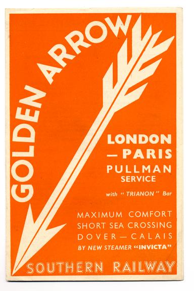 Southern Railway 'Golden Arrow' Pullman service leaflet.