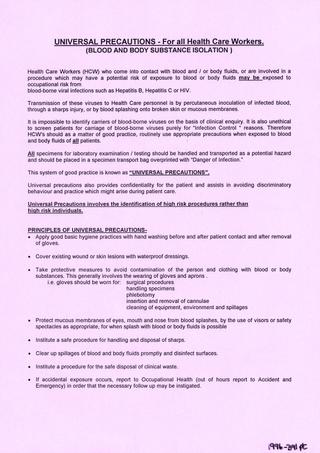 Notice on the control of infection, United Kingdom, 1990-1996