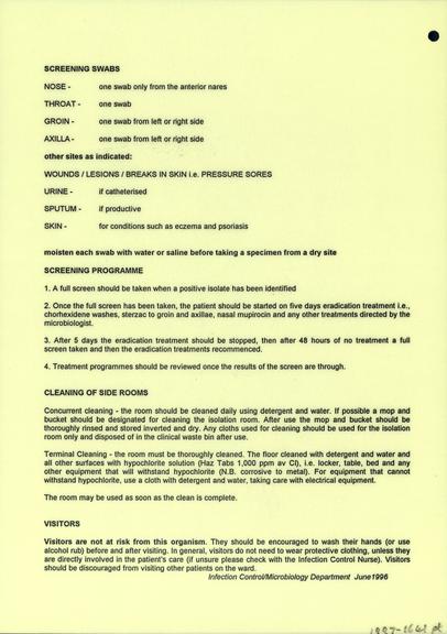 Notice on the control of infection, United Kingdom, 1990-1996