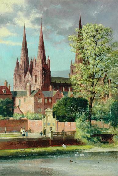 Lichfield Cathedral (painting; oil painting; poster artwork)