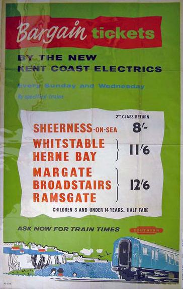 Bargain tickets by the new Kent Coast electrics (poster)