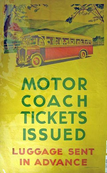 Motor Coach Ticket Issued - Luggage Sent in Advance (poster)