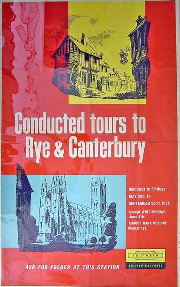 Conducted tours to Rye and Canterbury (poster)