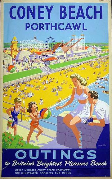 Coney Beach, Porthcawl (painting; watercolour; poster artwork)