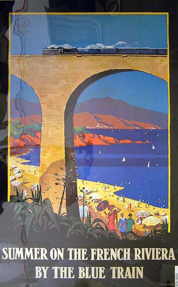 Reproduction colour poster 'Ssummer on the French Riviera by the Blue Train'