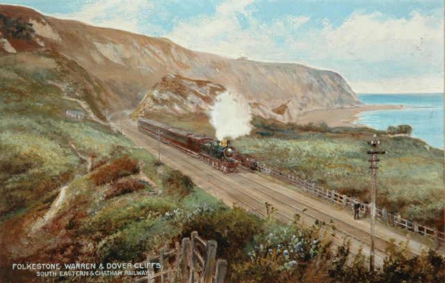 Folkestone Warren & Dover Cliffs (painting; painted photograph)