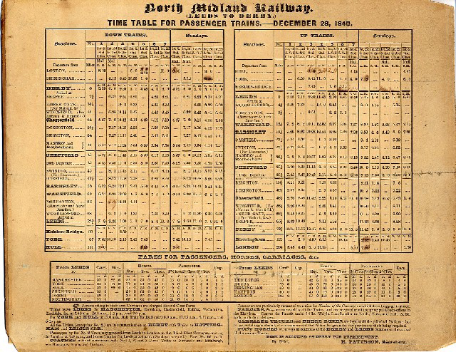 north midland railway (leeds to derby) time table for passenger trains