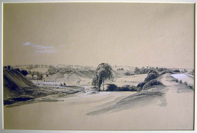 Making Embankment, Bugbrooke (wash drawing)