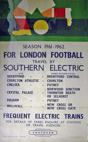 Season 1961-1962 For London Football Travel by Southern Electric