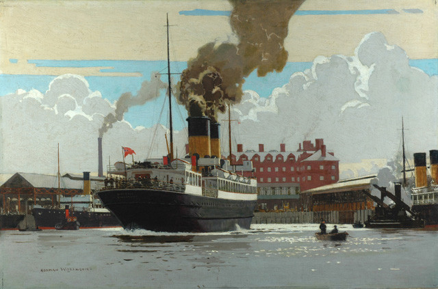 SS Hibernia in Holyhead Harbour (painting; oil painting)