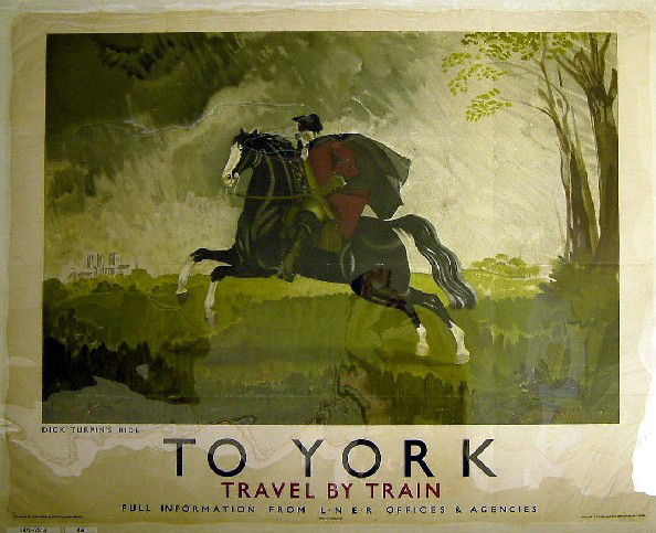 ドニントン・パーク　ポスター1936年　ビンテージ　UK物 To York, Dick Turpin's Ride | Science Museum Group Collection