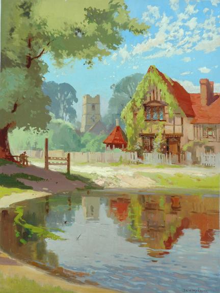 Hertfordshire Aldbury Village (painting; oil painting; poster artwork)