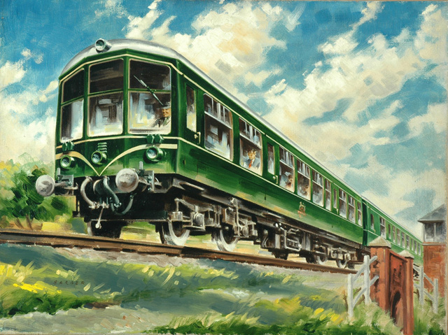 Diesel Trains (painting; oil painting; poster artwork)