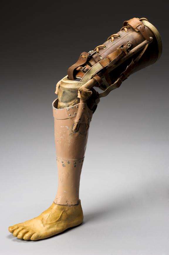 Left below knee prosthesis worn by an Army parachutist who lost