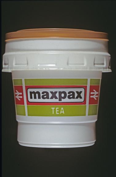 Plastic 'Maxpax' tea cup with lid