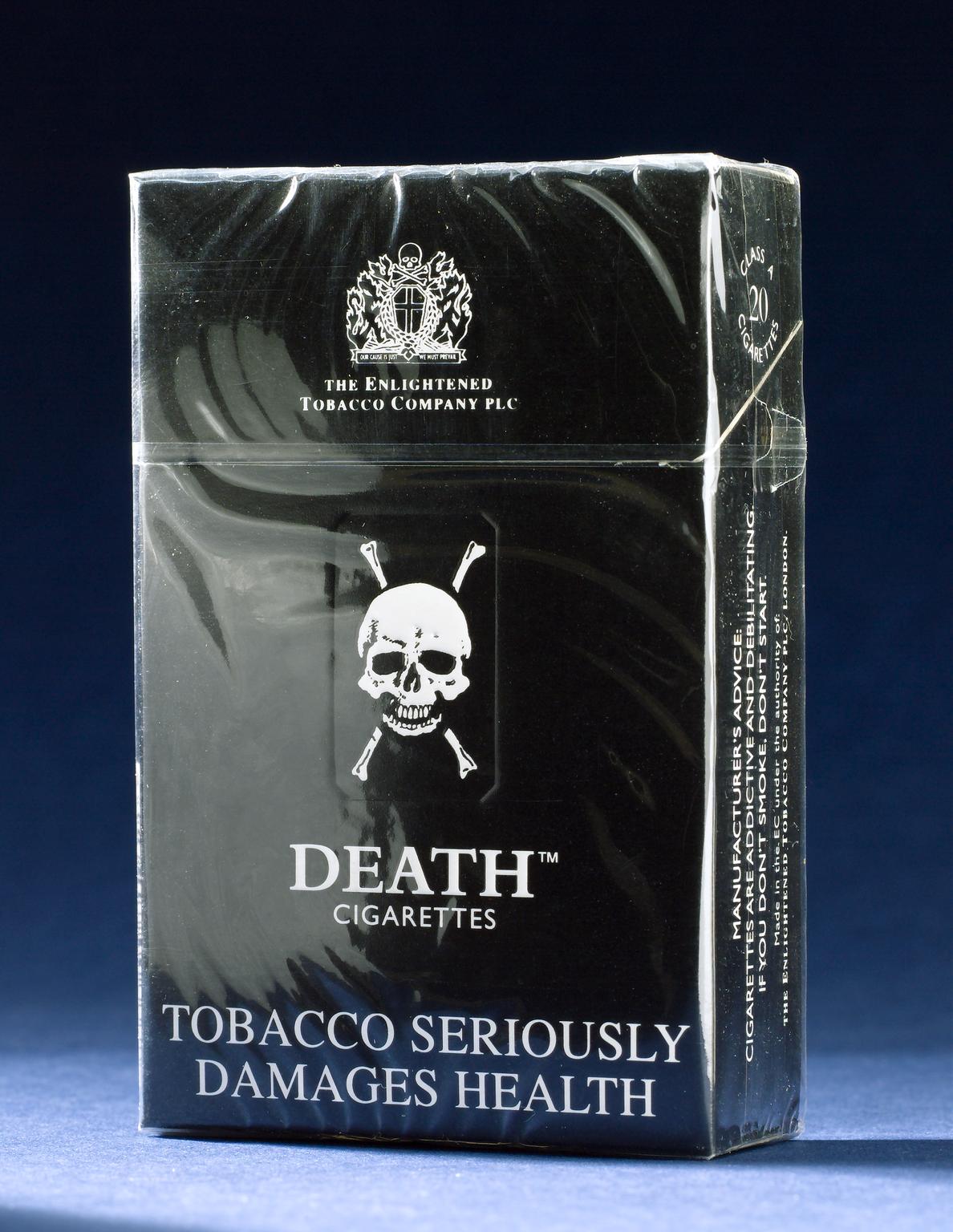 what is a cigarette called in london Packet of 20 Death Cigarettes, London, England, 1999