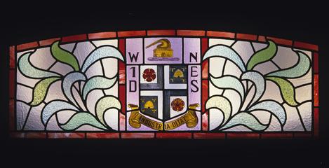 Stained glass panel, Manchester Sheffield & Lincolnshire Railway - Gorton Works boardroom